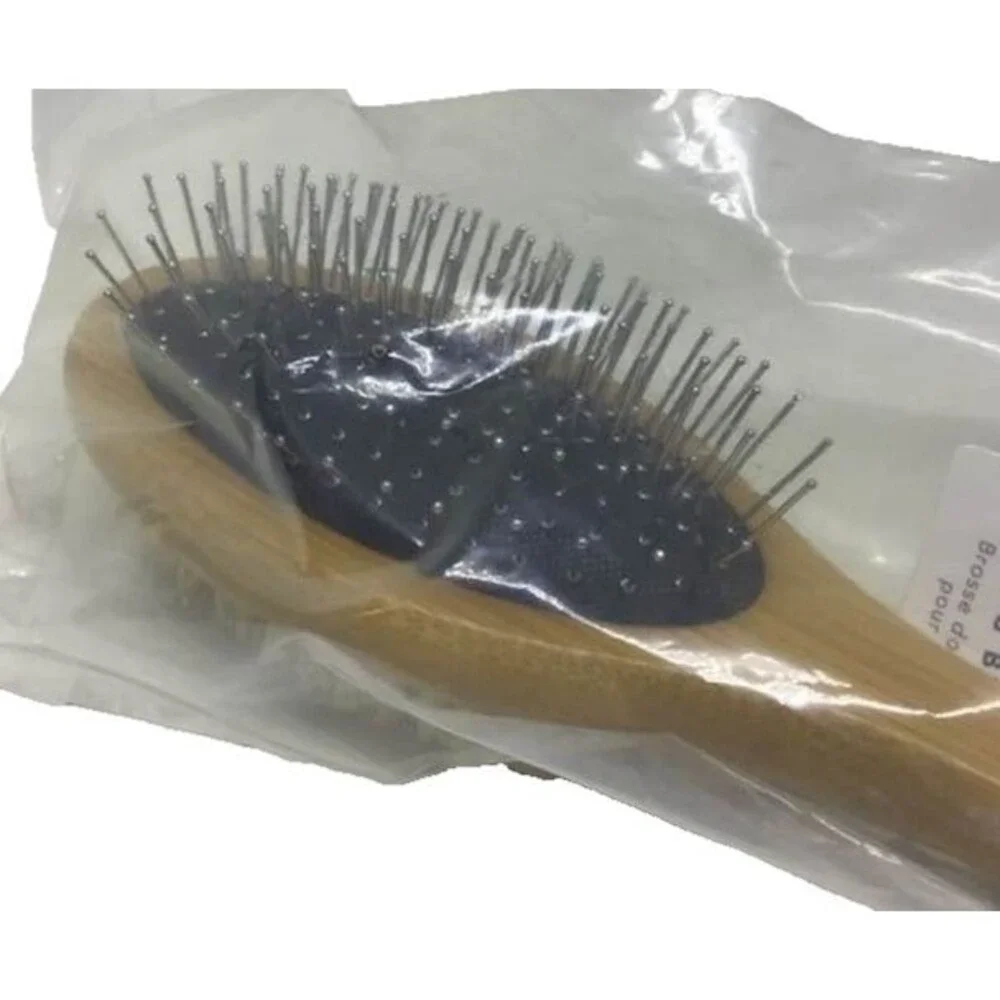 FabFitFun Dual Sided Dog Groom Brush Comb Tool Boar Bristles Bamboo Handle NEW